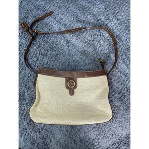 VINTAGE Etienne Aigner Shoulder Bag Crossbody Straw and Leather Woven Tan Beige